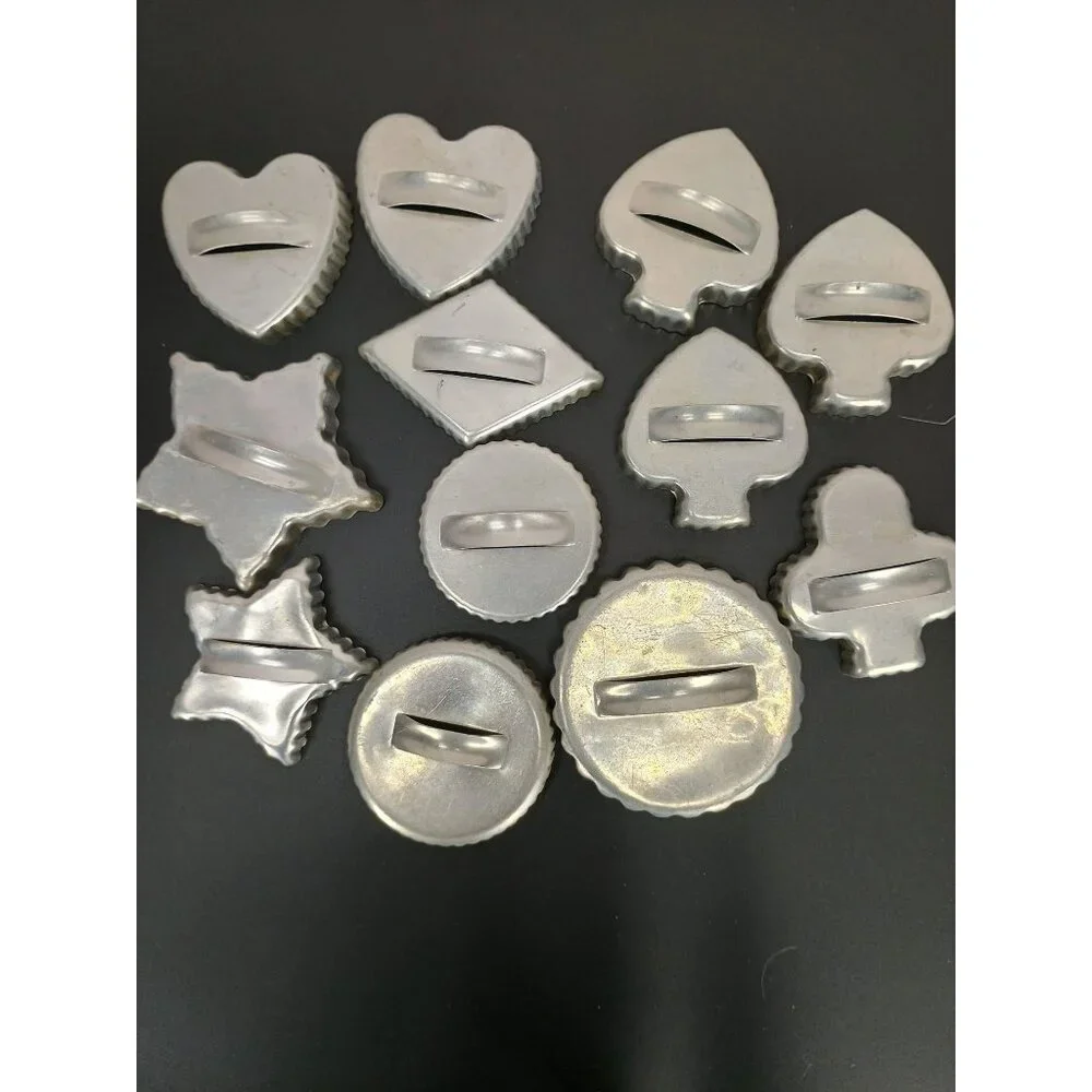 Vintage Aluminum Cookie Cutters Various Shapes Set‎ Of 12 Heart Star Tree Circle